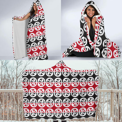 Maori Classic Themed Design Print Hooded Blanket-JTAMIGO.COM