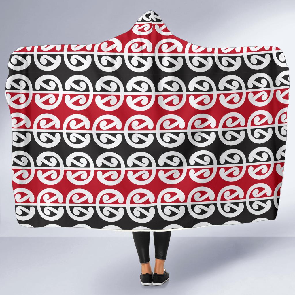 Maori Classic Themed Design Print Hooded Blanket-JTAMIGO.COM