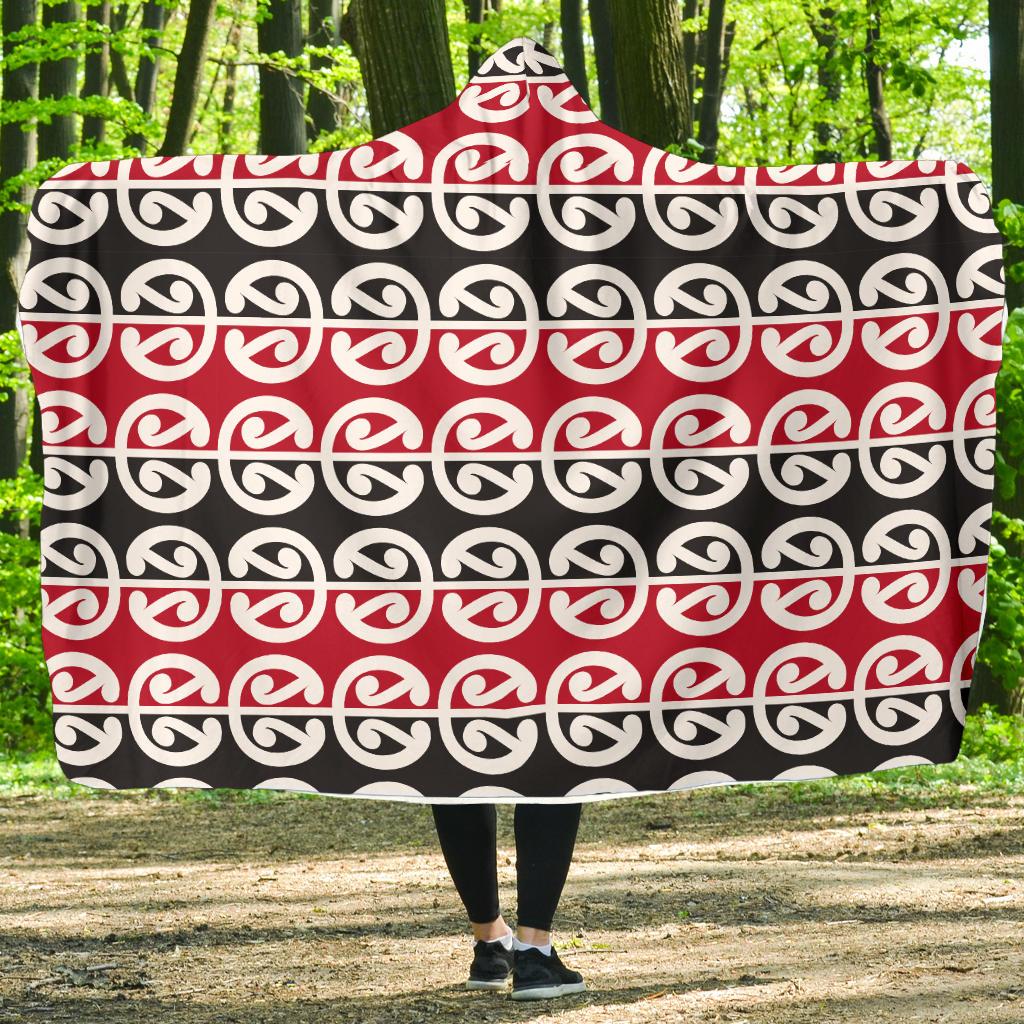 Maori Classic Themed Design Print Hooded Blanket-JTAMIGO.COM