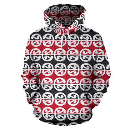 Maori Classic Themed Design Print Pullover Hoodie