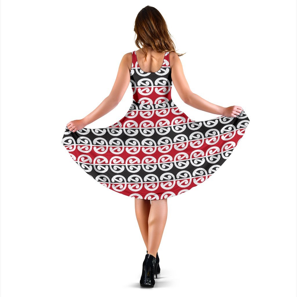 Maori Classic Themed Design Print Sleeveless Dress
