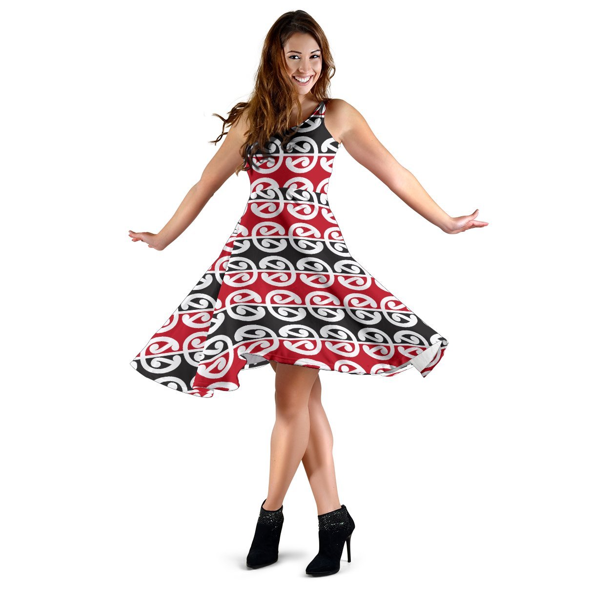 Maori Classic Themed Design Print Sleeveless Dress