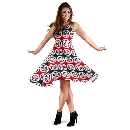 Maori Classic Themed Design Print Sleeveless Dress