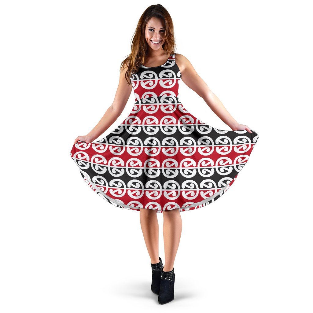 Maori Classic Themed Design Print Sleeveless Dress