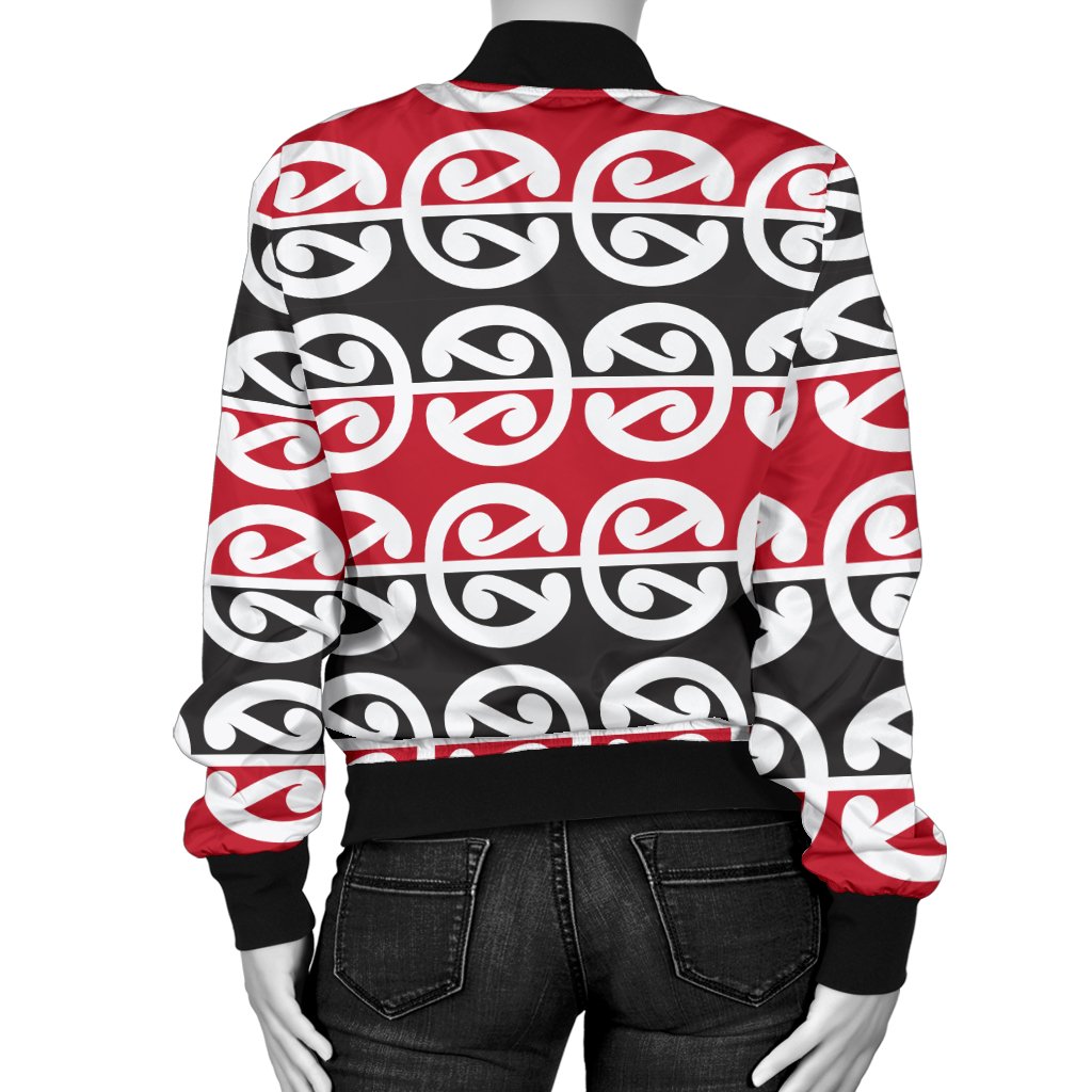 Maori Classic Themed Design Print Women Casual Bomber Jacket