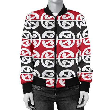 Maori Classic Themed Design Print Women Casual Bomber Jacket