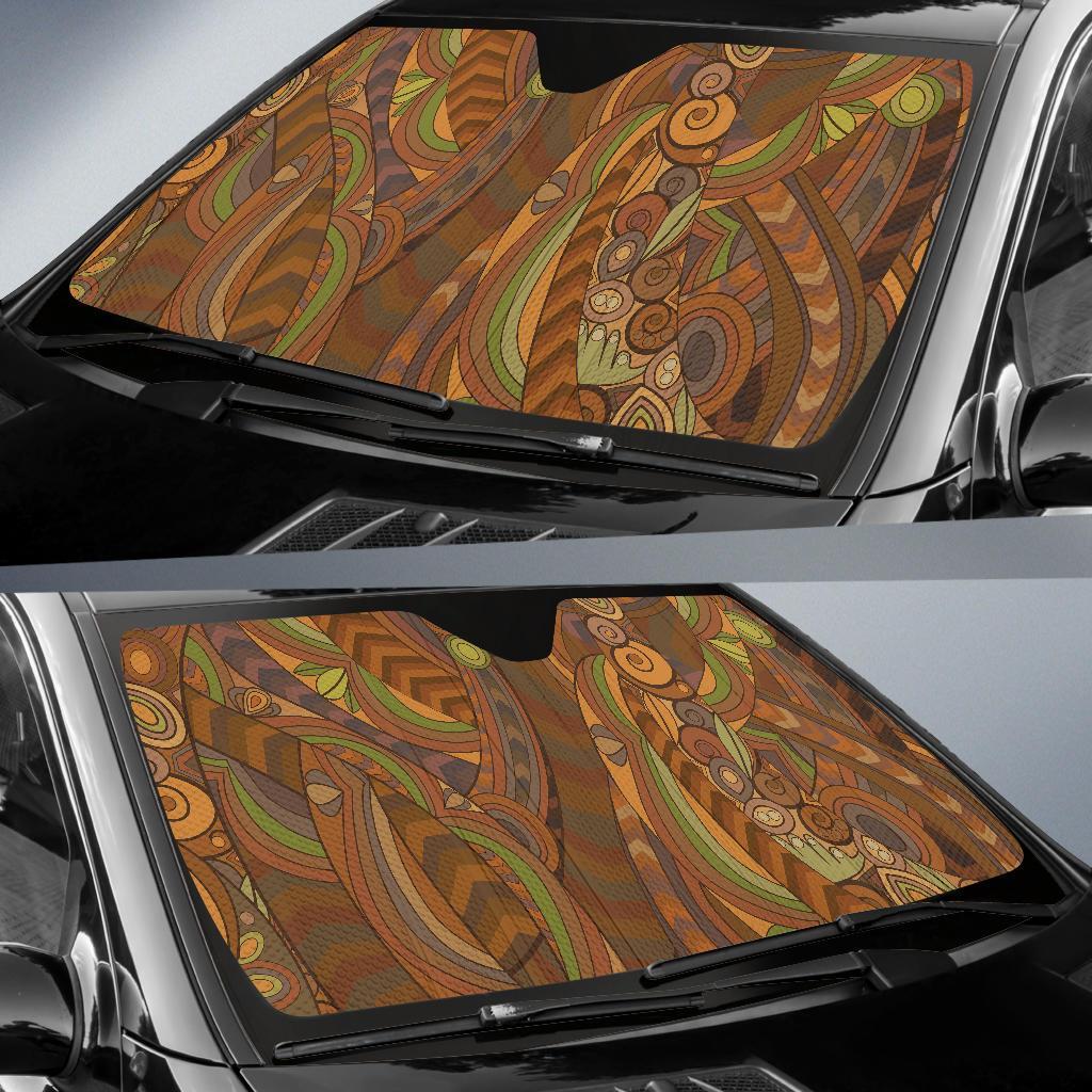 Maori Ornament Design Print Car Sun Shade For Windshield