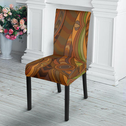 Maori Ornament Design Print Dining Chair Slipcover-JTAMIGO.COM