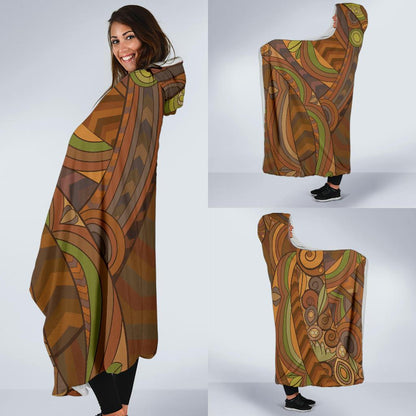 Maori Ornament Design Print Hooded Blanket-JTAMIGO.COM