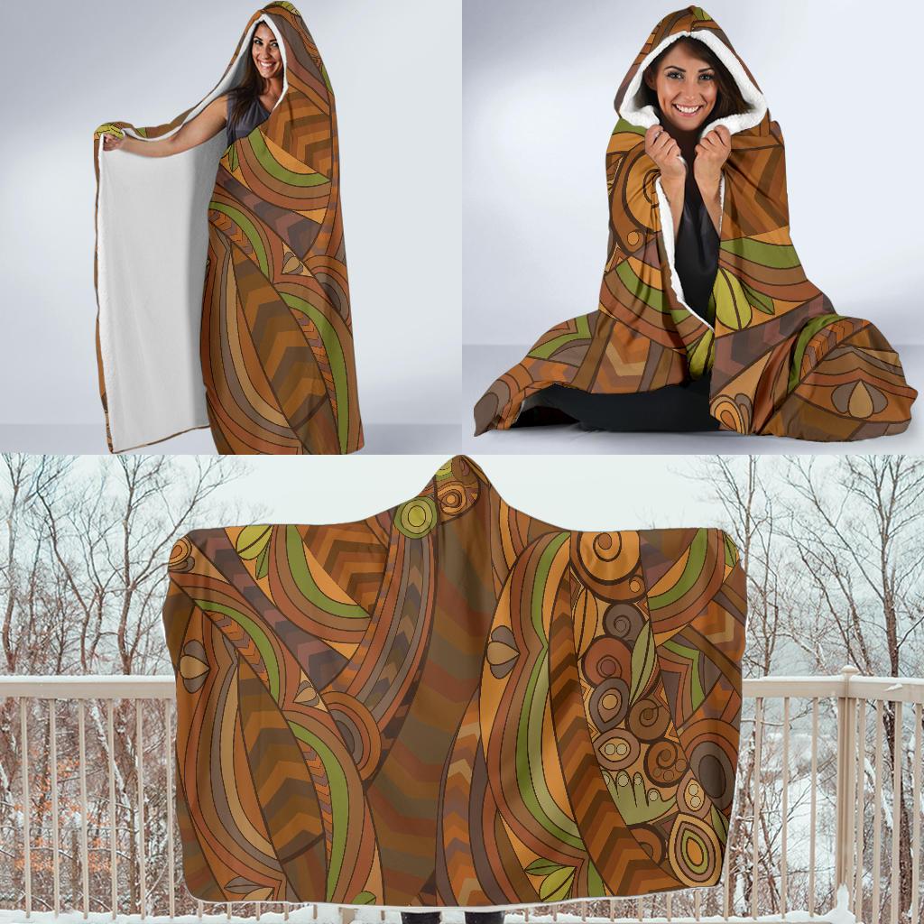 Maori Ornament Design Print Hooded Blanket-JTAMIGO.COM