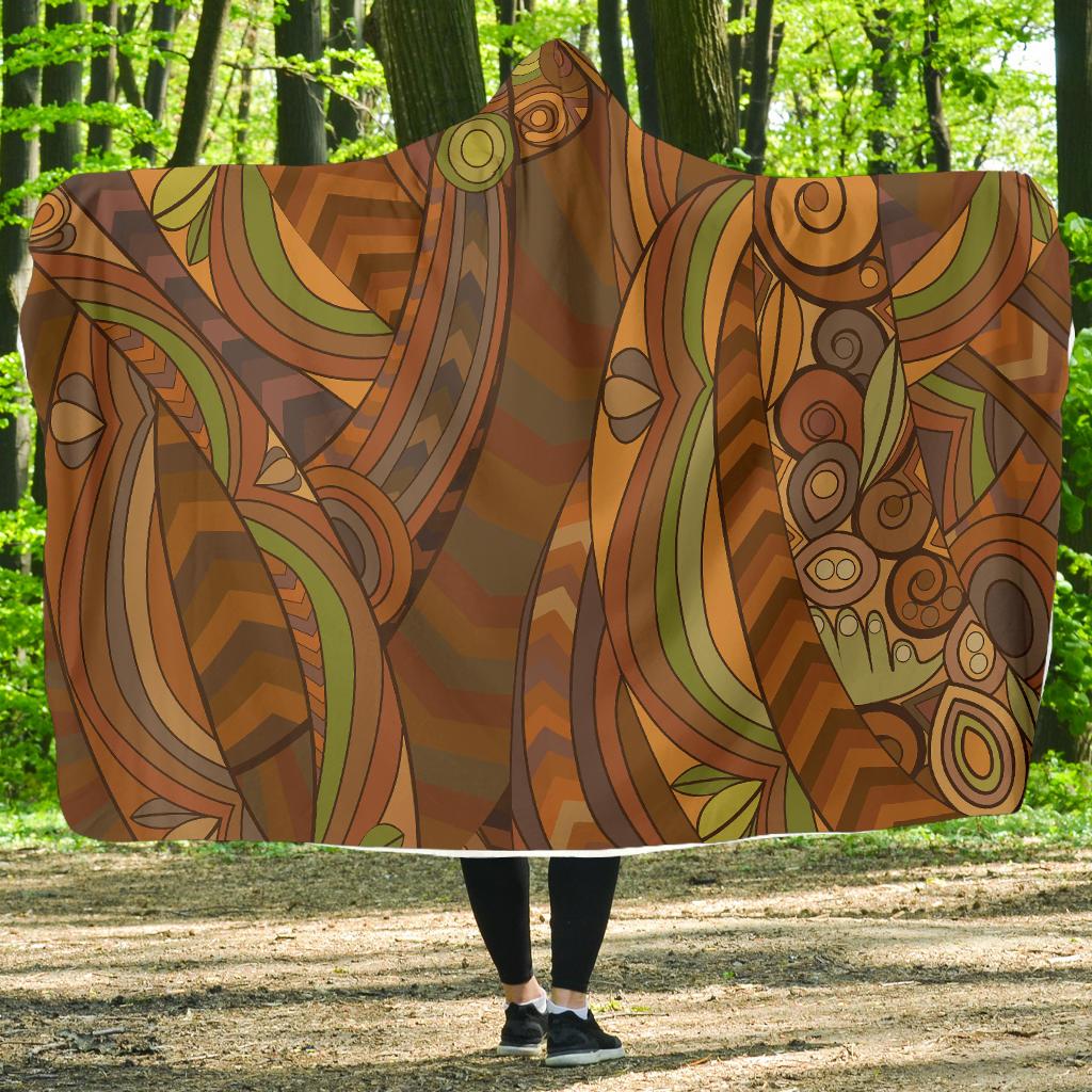 Maori Ornament Design Print Hooded Blanket-JTAMIGO.COM