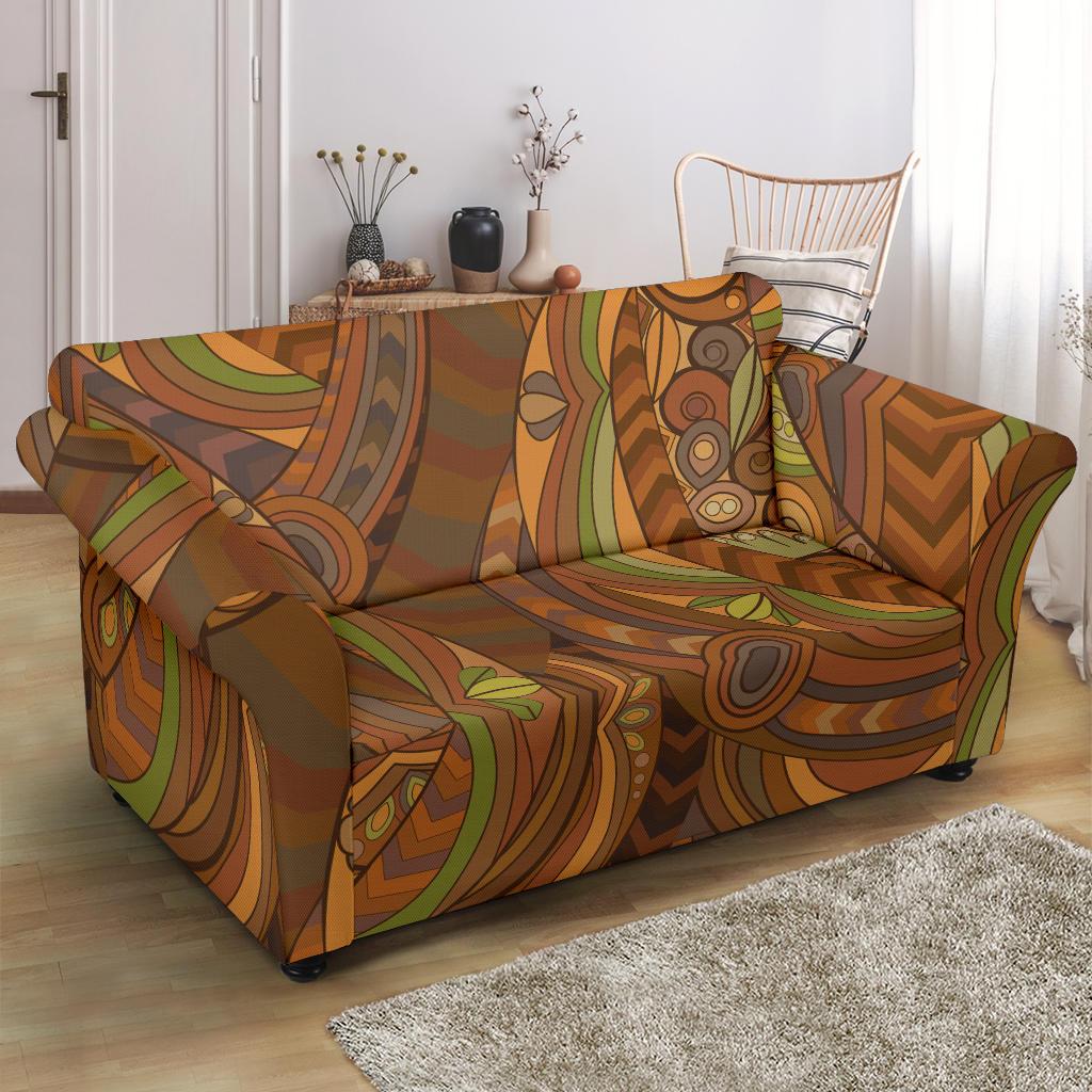 Maori Ornament Design Print Loveseat Slipcover-JTAMIGO.COM