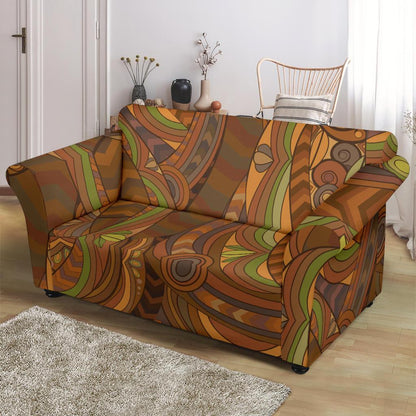 Maori Ornament Design Print Loveseat Slipcover-JTAMIGO.COM