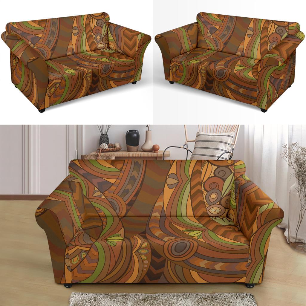 Maori Ornament Design Print Loveseat Slipcover-JTAMIGO.COM
