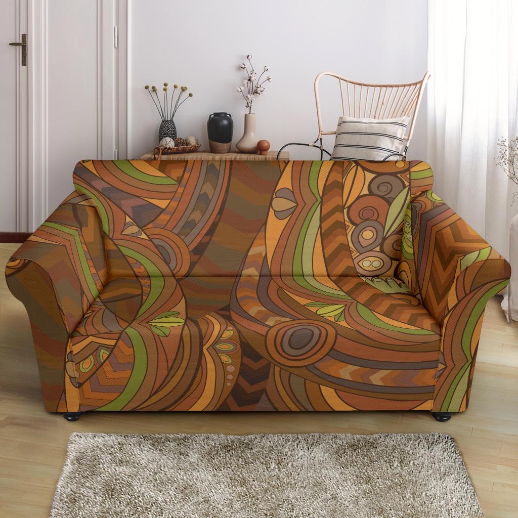 Maori Ornament Design Print Loveseat Slipcover-JTAMIGO.COM