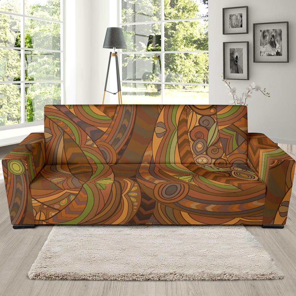 Maori Ornament Design Print Sofa Slipcover-JTAMIGO.COM