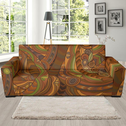 Maori Ornament Design Print Sofa Slipcover-JTAMIGO.COM