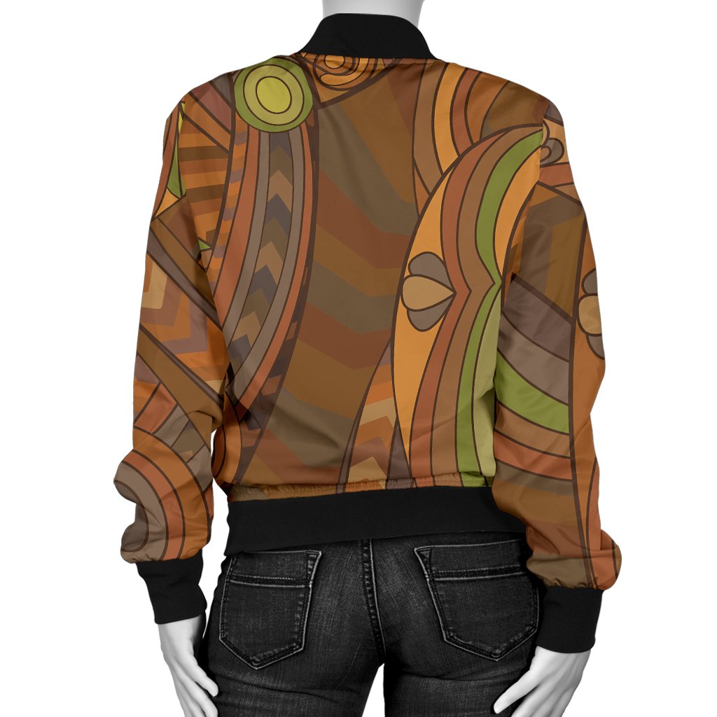 Maori Ornament Design Print Women Casual Bomber Jacket