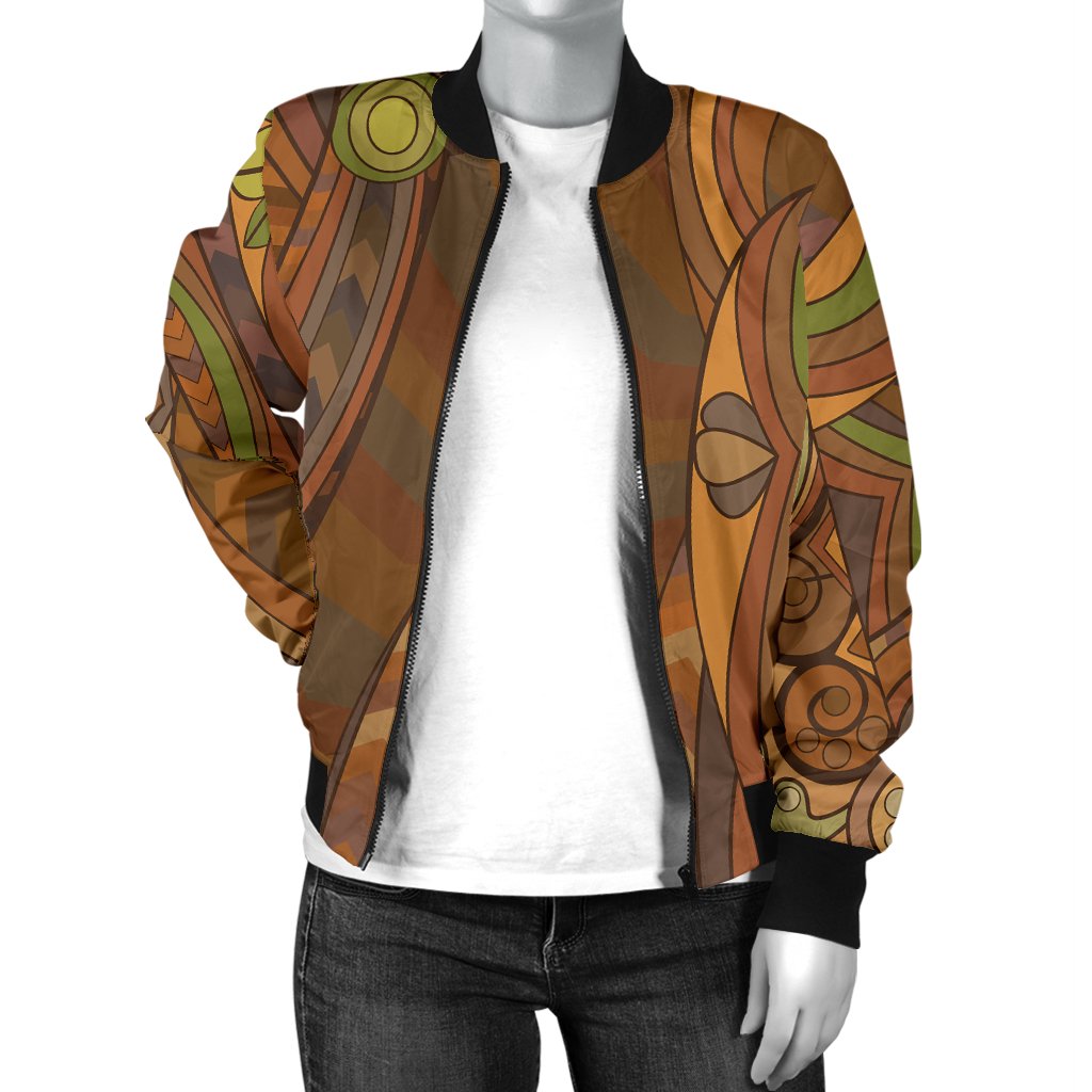 Maori Ornament Design Print Women Casual Bomber Jacket