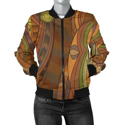 Maori Ornament Design Print Women Casual Bomber Jacket