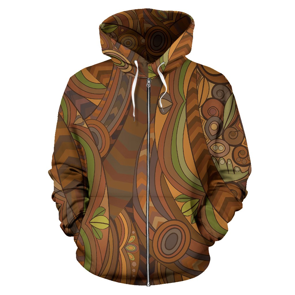 Maori Ornament Design Print Zip Up Hoodie