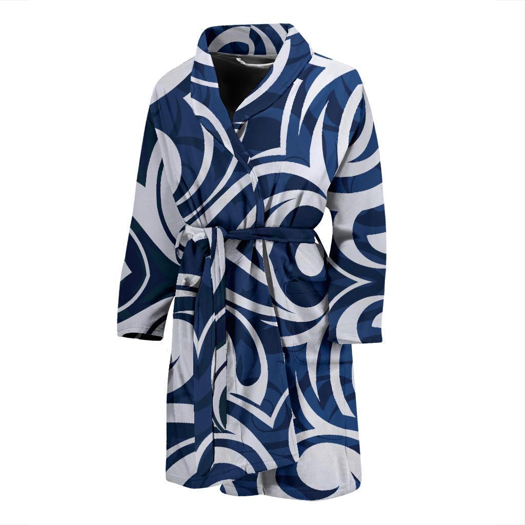 Maori Pattern Print Design 01 Men Bathrobe-JORJUNE.COM
