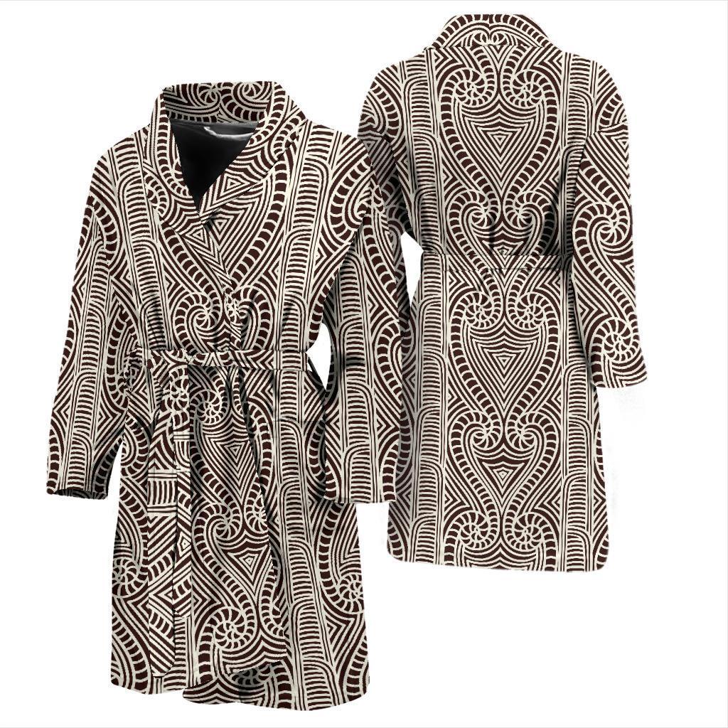 Maori Pattern Print Design 04 Men Bathrobe-JORJUNE.COM