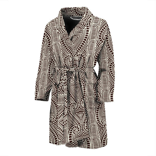Maori Pattern Print Design 04 Men Bathrobe-JORJUNE.COM
