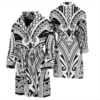 Maori Pattern Print Design 06 Men Bathrobe-JORJUNE.COM