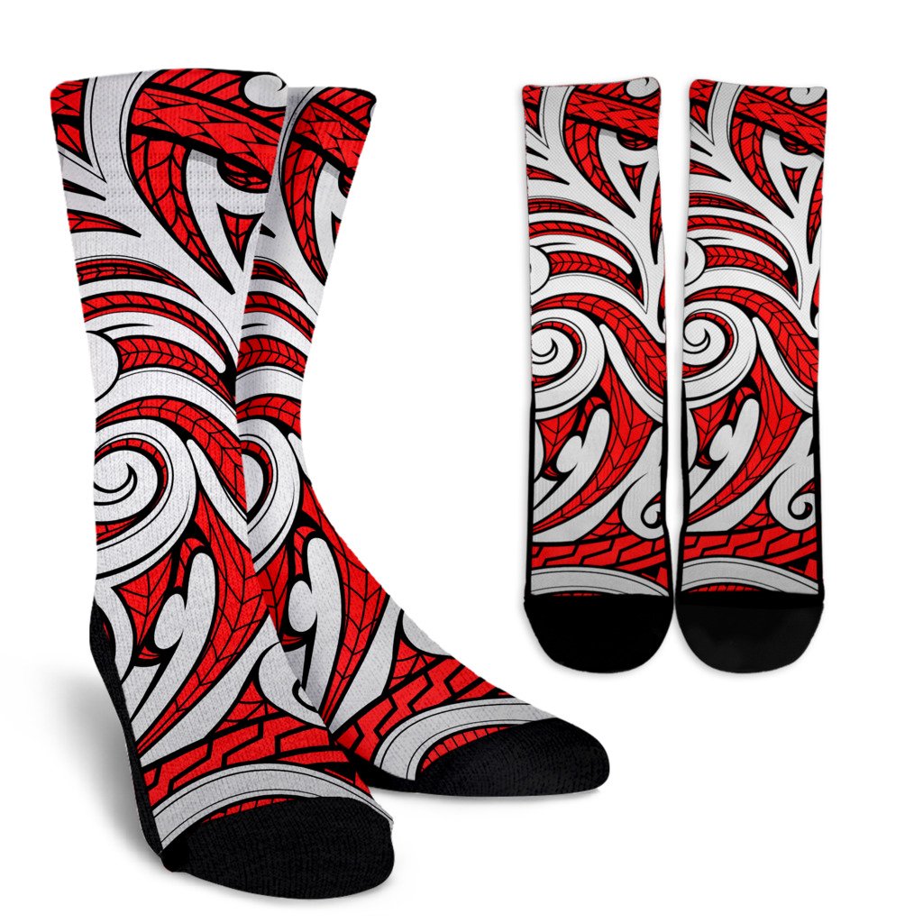 Maori Polynesian Themed Design Print Crew Socks