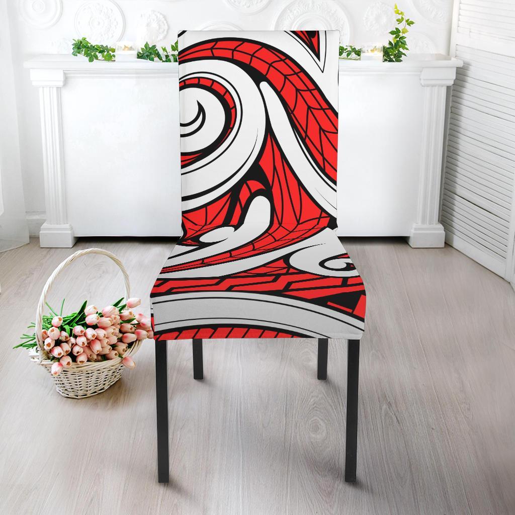 Maori Polynesian Themed Design Print Dining Chair Slipcover-JTAMIGO.COM
