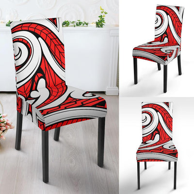 Maori Polynesian Themed Design Print Dining Chair Slipcover-JTAMIGO.COM