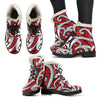 Maori Polynesian Themed Design Print Faux Fur Leather Boots-JTAMIGO.COM