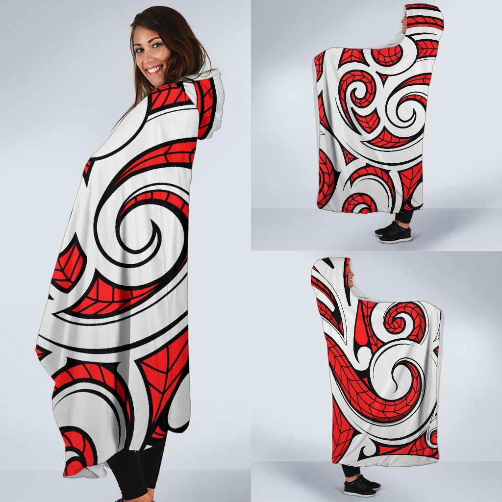Maori Polynesian Themed Design Print Hooded Blanket-JTAMIGO.COM