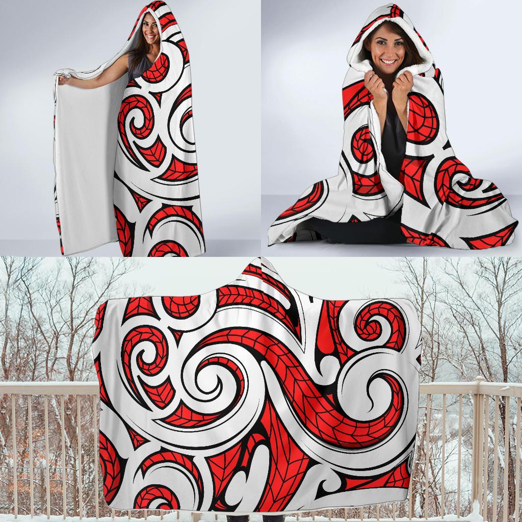 Maori Polynesian Themed Design Print Hooded Blanket-JTAMIGO.COM