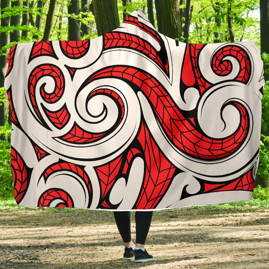 Maori Polynesian Themed Design Print Hooded Blanket-JTAMIGO.COM