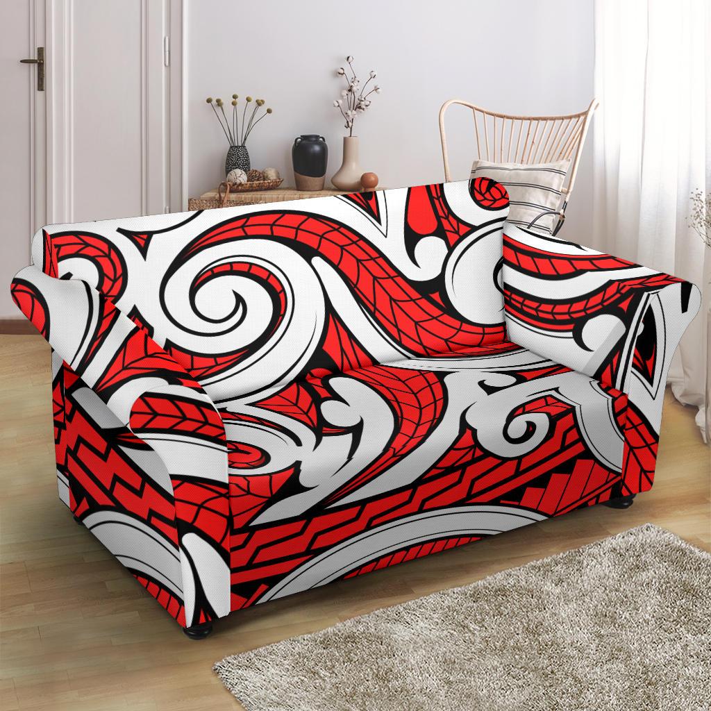 Maori Polynesian Themed Design Print Loveseat Slipcover-JTAMIGO.COM