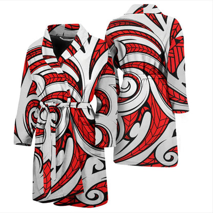 Maori Polynesian Themed Design Print Men Bath Robe-JTAMIGO.COM