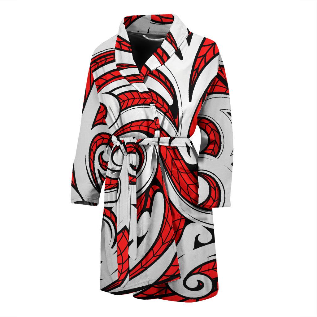 Maori Polynesian Themed Design Print Men Bath Robe-JTAMIGO.COM