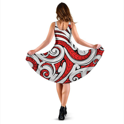 Maori Polynesian Themed Design Print Sleeveless Dress