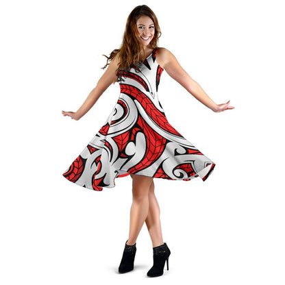 Maori Polynesian Themed Design Print Sleeveless Dress
