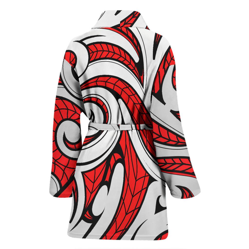 Maori Polynesian Themed Design Print Women Bath Robe-JTAMIGO.COM
