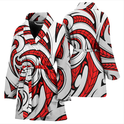 Maori Polynesian Themed Design Print Women Bath Robe-JTAMIGO.COM