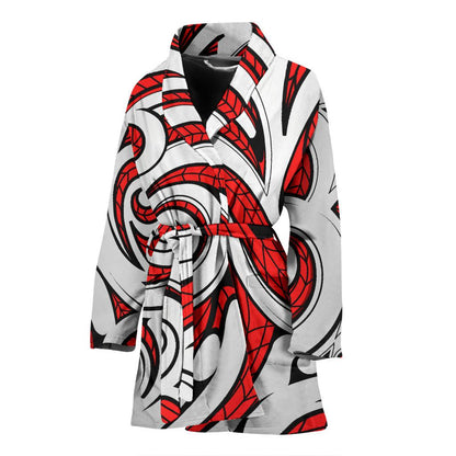 Maori Polynesian Themed Design Print Women Bath Robe-JTAMIGO.COM