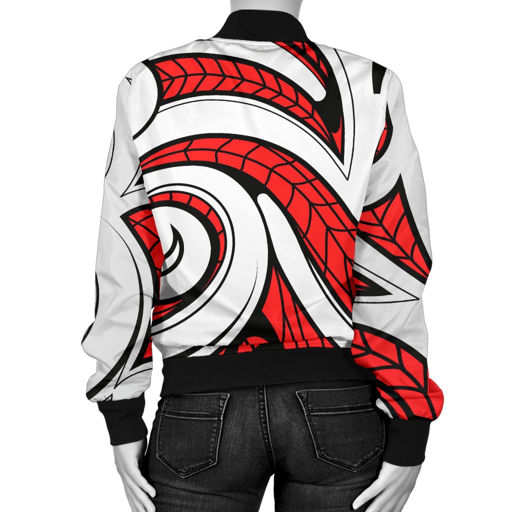Maori Polynesian Themed Design Print Women Casual Bomber Jacket