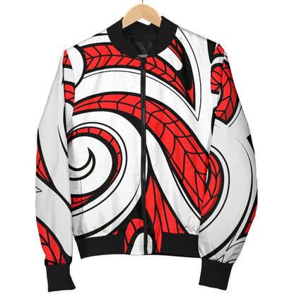 Maori Polynesian Themed Design Print Women Casual Bomber Jacket