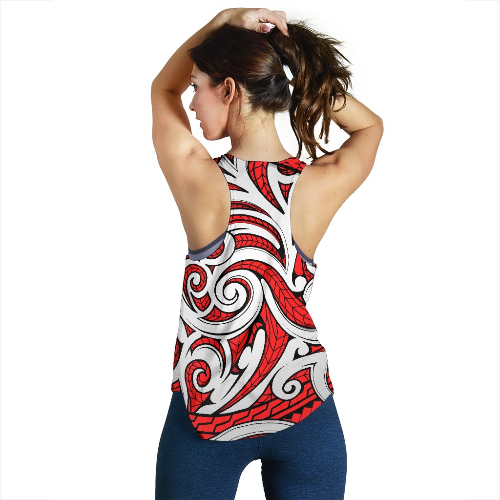 Maori Polynesian Themed Design Print Women Racerback Tank Top