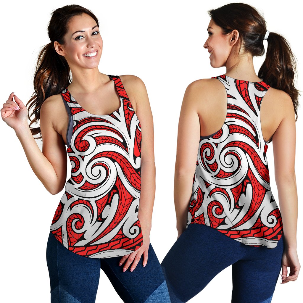 Maori Polynesian Themed Design Print Women Racerback Tank Top