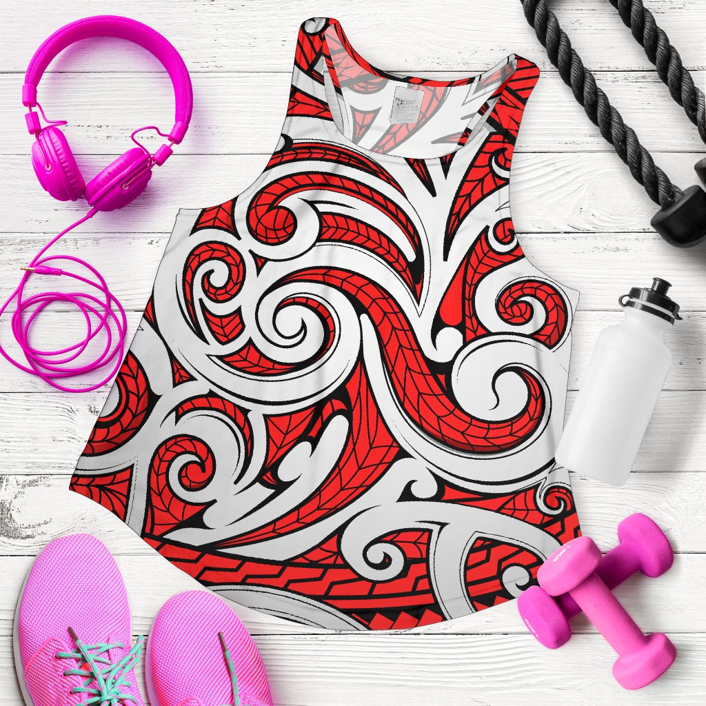 Maori Polynesian Themed Design Print Women Racerback Tank Top