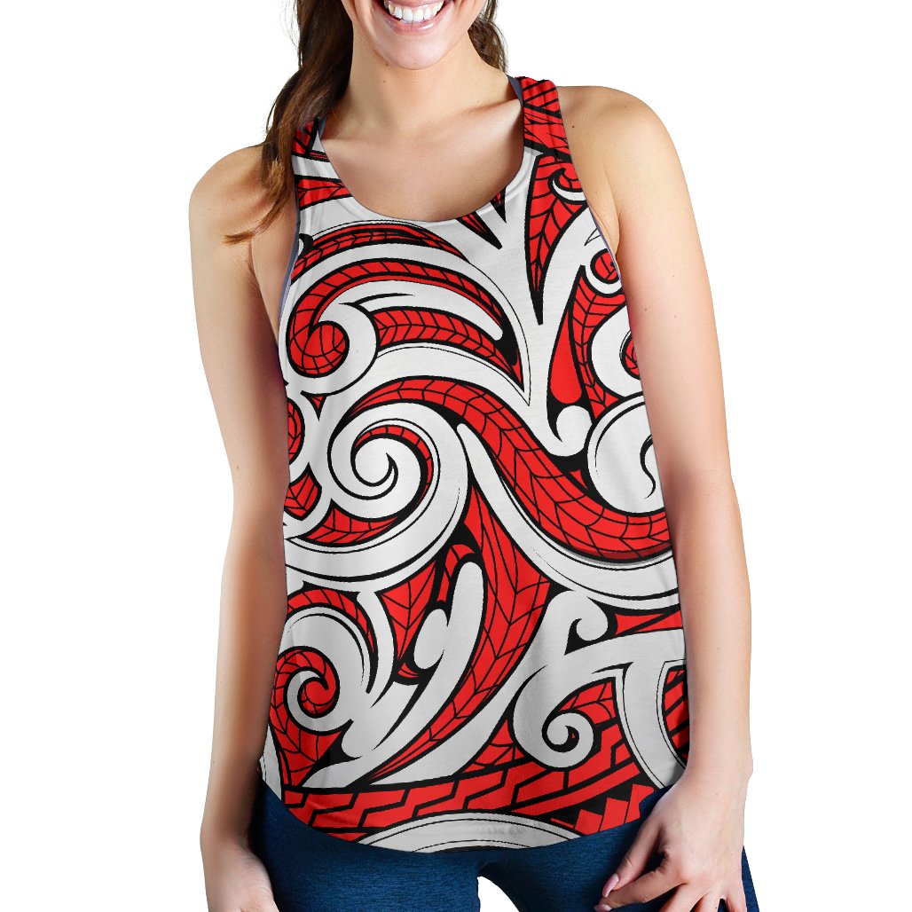 Maori Polynesian Themed Design Print Women Racerback Tank Top